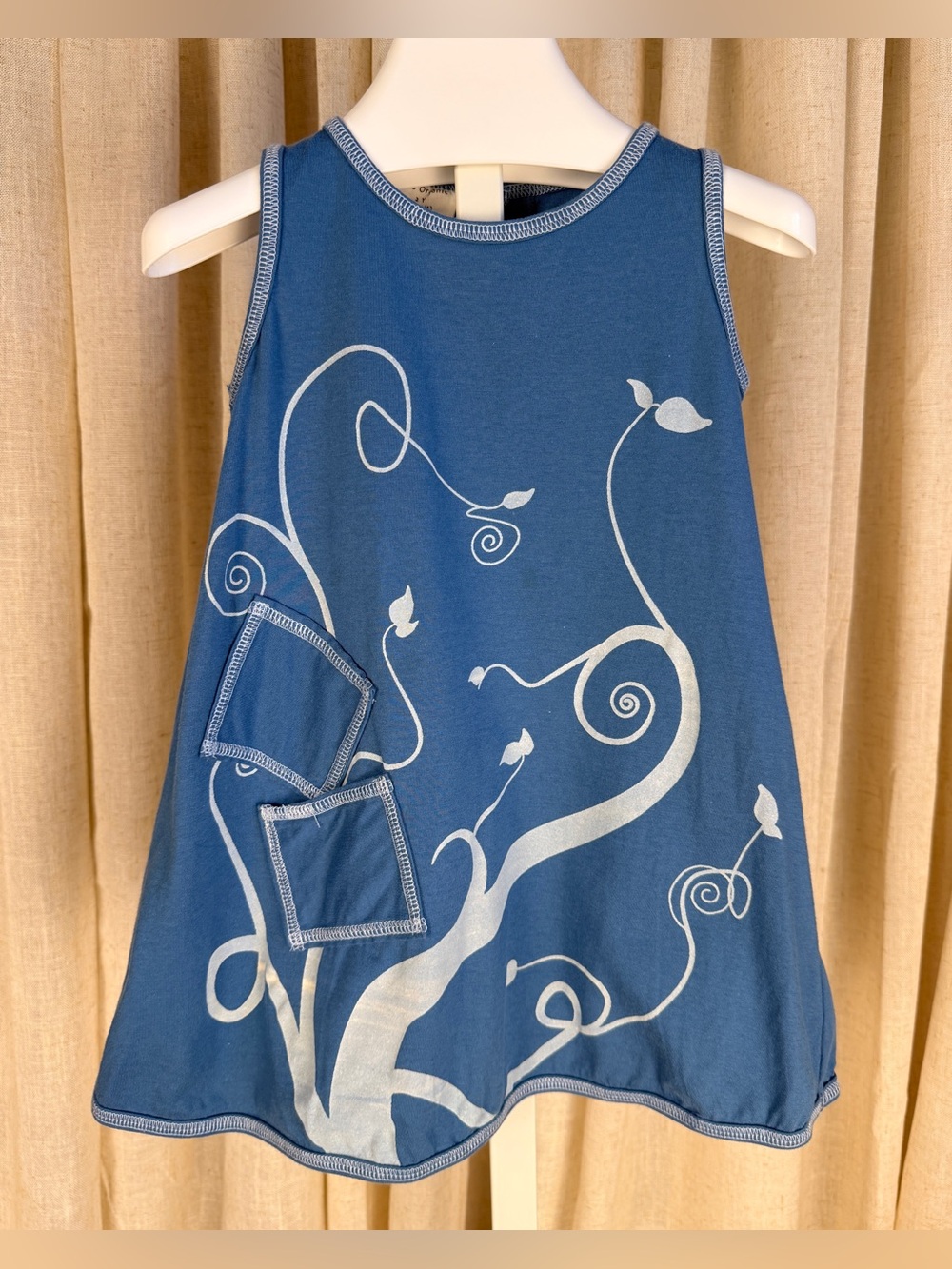 KIDS ORGANIC Two-Tone Blue *Vine Print* A-line Tank Dress NWT 3T